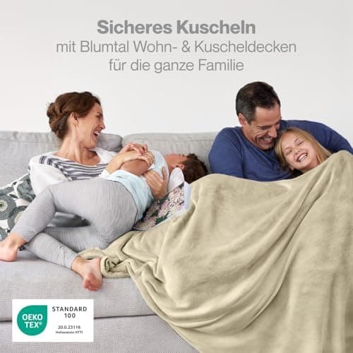 Blumtal wohndecke Anthrazit - flauschig - Oeko-TEX zertifiziert - 130x150 cm - Couch & Wohnzimmernutzung - Fliesdecke -