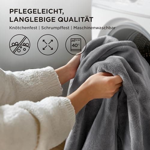 BEDSURE Wohndecke Warm Grau - Weich, Fleecedecke für Frauen, Couch Überwurf 150x200cm