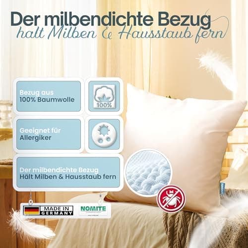 3-Kammer Daunenkissen 80x80 - Atmungsaktiv für Allergiker - OEKO-TEX STANDARD 100

3-Kammer Daunenkissen 80x80 - Kopfkis