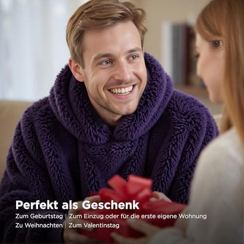 BEDSURE Hoodie Decke mit Ärmeln - Warme Kuschelpullover für Frauen - Tragbare Erwachsenendekke Grau OEKO-TEX 95x85 cm