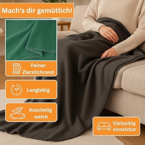 HLKauf Fleecedecke kuschelig, atmungsaktiv und knitterarm 150x200 cm - perfekt für die ganze Familie im Winter-HLKauf-Bl