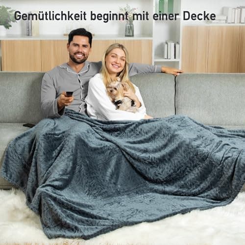 Winthome Kuscheldecke Flauschig Weich für Kinder geeignet, Warme Couchdecke Pflegeleicht, Kuschelige Fleecedecke für all