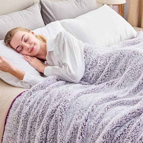 EMME Flauschige Sherpa Kuscheldecke Oeko-Tex 150x200 cm, perfekt für Winterspazieren und Relaxen - doppelseitig weich, l