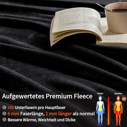 Oeko-Tex Weich Warm Kuscheldecke PHF Flauschig Fleecedecke 130x150cm - Beige, Couch, Sofa & Bett Überwurf