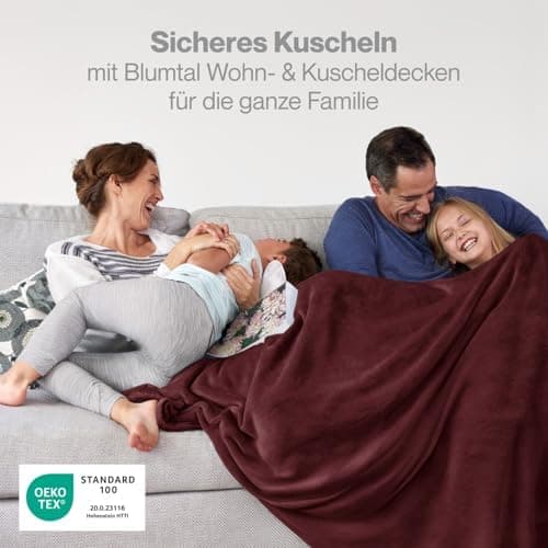 Blumtal wohndecke Anthrazit - flauschig - Oeko-TEX zertifiziert - 130x150 cm - Couch & Wohnzimmernutzung - Fliesdecke -