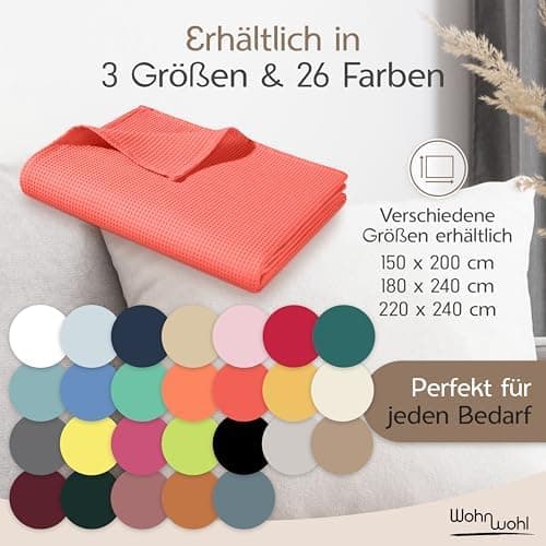 Tagesdecke Grau 100% Baumwolle Pflegeleicht Sommerdecke