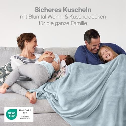 Blumtal wohndecke Anthrazit - flauschig - Oeko-TEX zertifiziert - 130x150 cm - Couch & Wohnzimmernutzung - Fliesdecke -