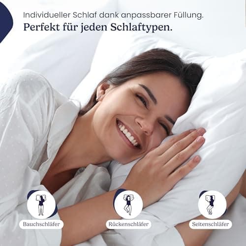 Gentle North Kopfkissen (40x40 cm groß) - Weiß für Bett und Deko - WASCHBAR bis 60° - ÖKOTEX - 2er Set mit Reißverschlus