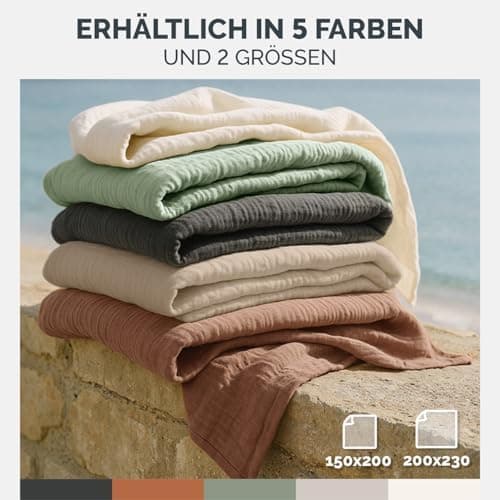 Blumtal Oeko-TEX Tagesdecke 150x200 cm - Bettüberwurf Anthrazit - Baumwolle 100% - leichte Kuscheldecke - Couch Überwurf
