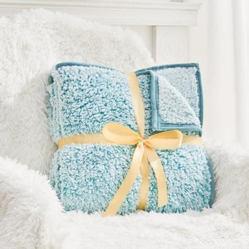 EMME Flauschige Sherpa Kuscheldecke Oeko-Tex 150x200 cm, perfekt für Winterspazieren und Relaxen - doppelseitig weich, l