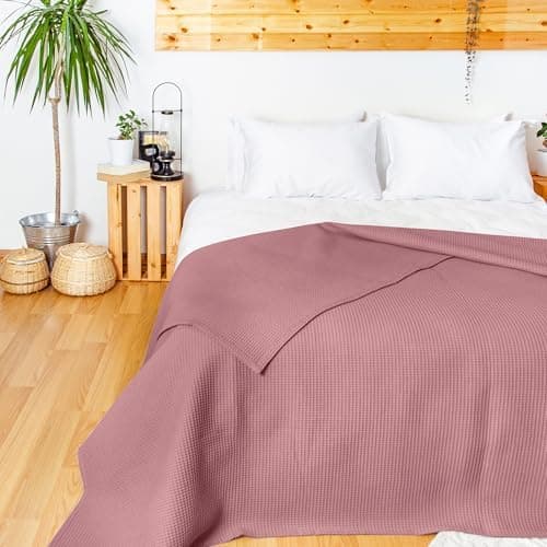 LAYNENBURG Premium Sommerdecke 150 x 200 cm - Waffelpique 100% Baumwolle - Creme OEKO-TEX STANDARD 100