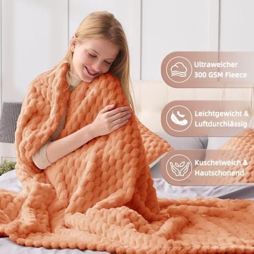 Vielit Ultraweiche Kuscheldecke Flauschig Rot – Warme & Gemütliche Couch & Sofadecke, Atmungsaktiv & Pflegeleicht, OEKO-