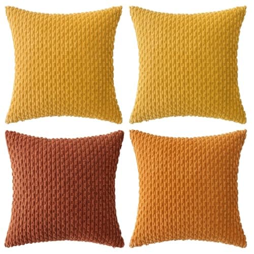 MIULEE 4er Set Dekorative Kissenhülle Wohnzimmer Schlafzimmer Orange Grün