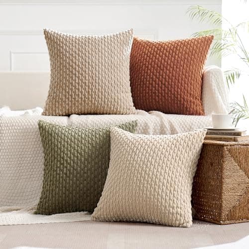 MIULEE 4er Set Dekorative Kissenhülle Wohnzimmer Schlafzimmer Orange Grün