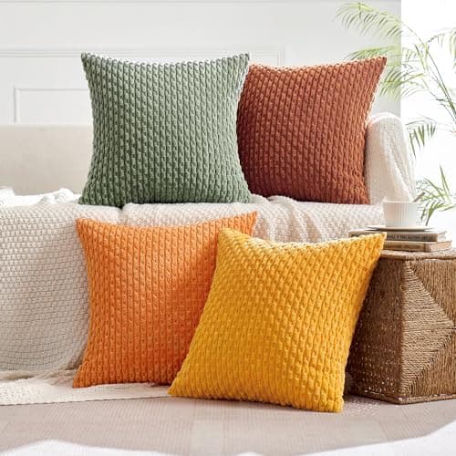 MIULEE 4er Set Dekorative Kissenhülle Wohnzimmer Schlafzimmer Orange Grün