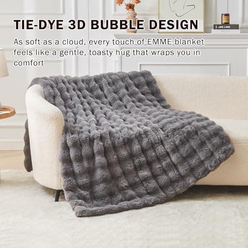 EMME Flauschige Wohndecke für Couch Kaninchen Plüsch Fleecedeckemercialwohndecke-sofa-decke-bubble-decke-wohndecke-flaus