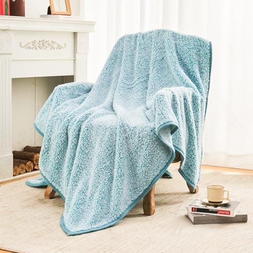 EMME Flauschige Sherpa Kuscheldecke Oeko-Tex 150x200 cm, perfekt für Winterspazieren und Relaxen - doppelseitig weich, l