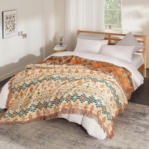 SOFTEXLY Boho Decke – Kuschelige Tagesdecke & Bettüberwurf 150x200cm, Aesthetic Design & Doppelseitige Musselin, Ideal f