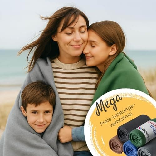 Wometo 3er Set Wave Fleecedecken 120x160 cm - Oeko-TEX ca. 300g weiche Fleece Decke Anti-Pilling grün