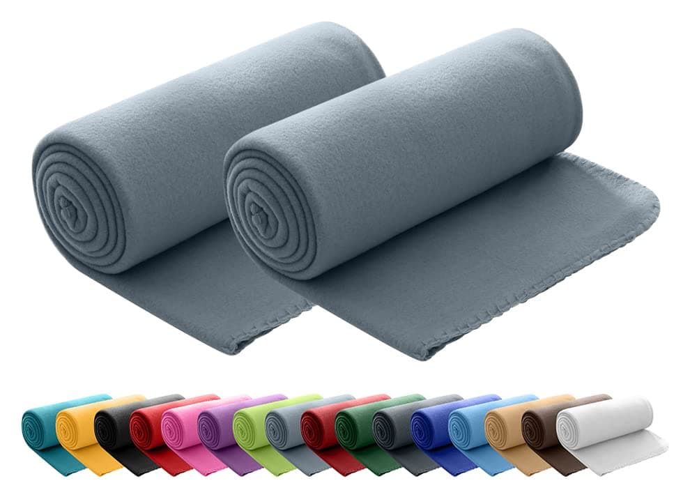 Wometo 2er Set Polar Fleecedecke OekoTex Lilaviolett Anti-Pilling Kettelrand