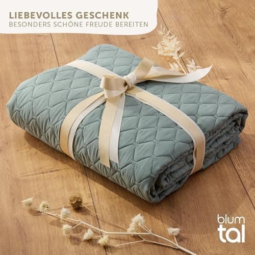 Blumtal Oeko-TEX zertifizierter Tagesdecke - Waschbar - Beige - 170x210 cm - Sofaüberwurf - Tagesdecke für Couch und Bet
