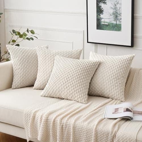 MIULEE 4er Set Dekorative Kissenhülle Wohnzimmer Schlafzimmer Orange Grün