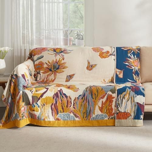 SOFTEXLY Boho Decke – Kuschelige Tagesdecke & Bettüberwurf 150x200cm, Aesthetic Design & Doppelseitige Musselin, Ideal f