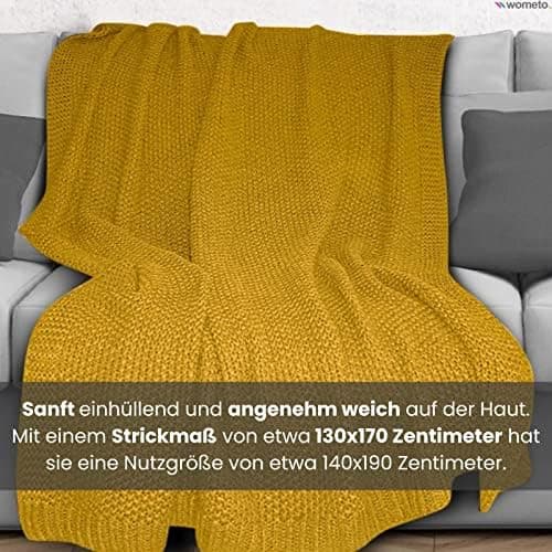 Wometo Kuscheldecke Strick warme weiche Strickmuster grau 140x190 OEKO-TEX