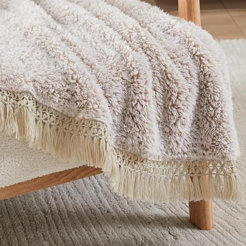 EMME Flauschige Sherpa Kuscheldecke Oeko-Tex 150x200 cm, perfekt für Winterspazieren und Relaxen - doppelseitig weich, l