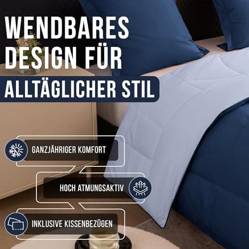 Oeko-TEX Zertifiziert_sleep komfortabel 4-jahreszeiten Bettdecke 135x200 Washbar Baumwolle & Mikrofaser Atmungsaktiv + K