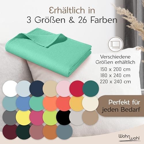 Tagesdecke Grau 100% Baumwolle Pflegeleicht Sommerdecke