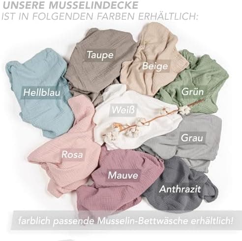 Oeko-Tex zertifizierte Musselin Tagesdecke 220x240cm Hellblau | Couch- & Sofadecke XXL | Baumwolle Qualität
