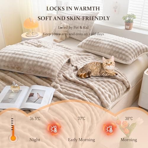 Kuscheldecke Milchsamt Blasen Decke Super Soft Warme Couchdecke 100 x 160cm White