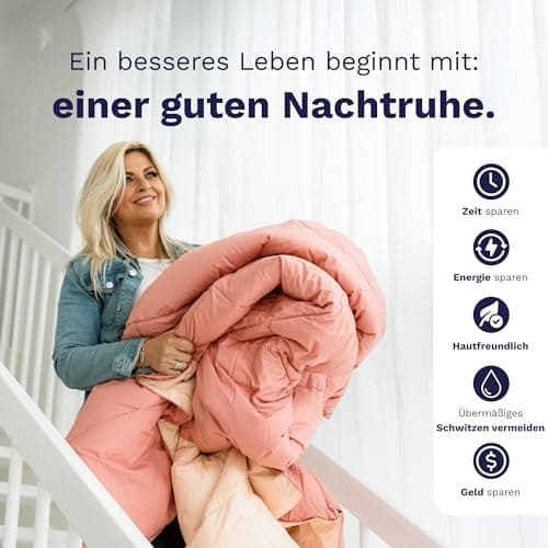 Zelesta Premiumbed 140x200 Doppelfach Daunendecke - Für Alle Jahreszeiten - Warm und Komfortabel - Waschbar -Anti-Allerg