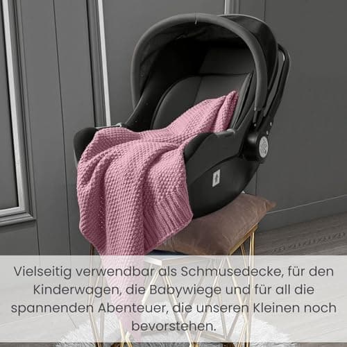 Oeko-Tex Wolle-Look Strickdecke Hellgrau Für Jungen Und Mädchen 70x100 - Wometo