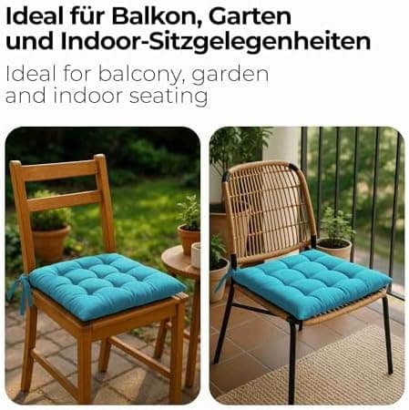 Etérea Türkiswaschbares Sitzkissen Stuhl 40x40 2er Set Inneneinbau - Outdoor & Indoor - OEKO-TEX Made in Green