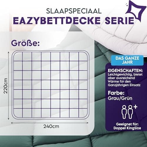Bettdecke ohne Bezug 135x200 Grau Beige - Wärmeklasse 2 Steppdecke mit Gelfasern für Daunengefühl - Ganzjahresdecke