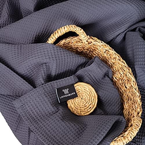 LAYNENBURG Premium Sommerdecke 150 x 200 cm - Waffelpique 100% Baumwolle - Creme OEKO-TEX STANDARD 100