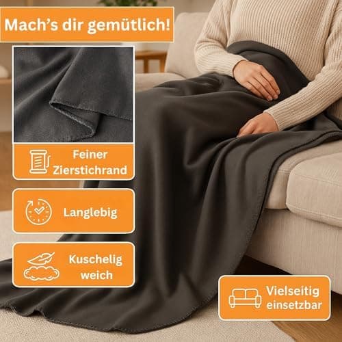 HLKauf Fleecedecke kuschelig, atmungsaktiv und knitterarm 150x200 cm - perfekt für die ganze Familie im Winter-HLKauf-Bl
