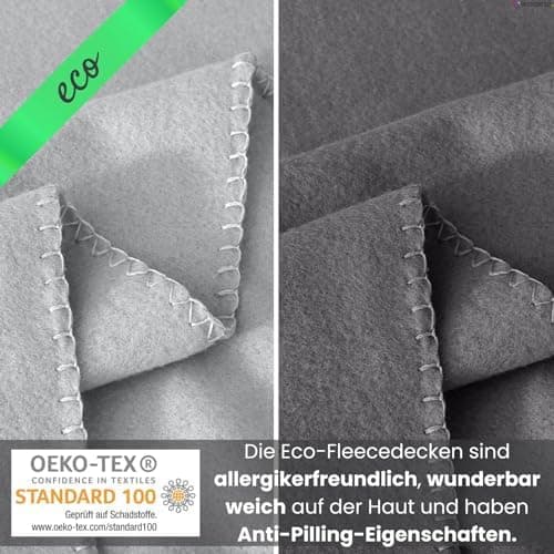 Wometo 10er Vorteilspack Fleecedecke grau Anti-Pilling Kettelrand