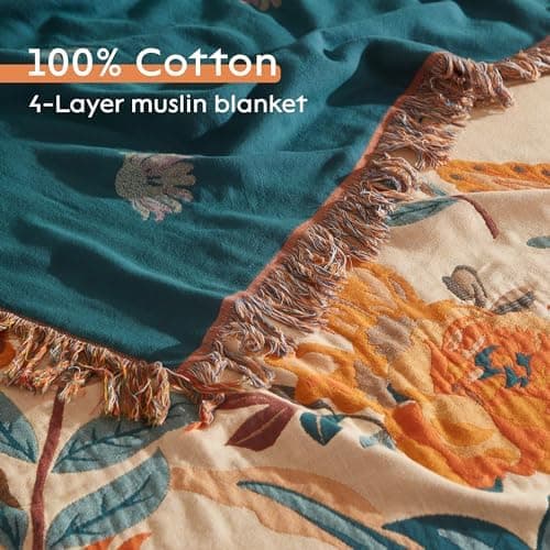 SOFTEXLY Boho Decke – Kuschelige Tagesdecke & Bettüberwurf 150x200cm, Aesthetic Design & Doppelseitige Musselin, Ideal f