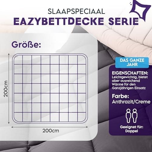 Bettdecke ohne Bezug 135x200 Grau Beige - Wärmeklasse 2 Steppdecke mit Gelfasern für Daunengefühl - Ganzjahresdecke