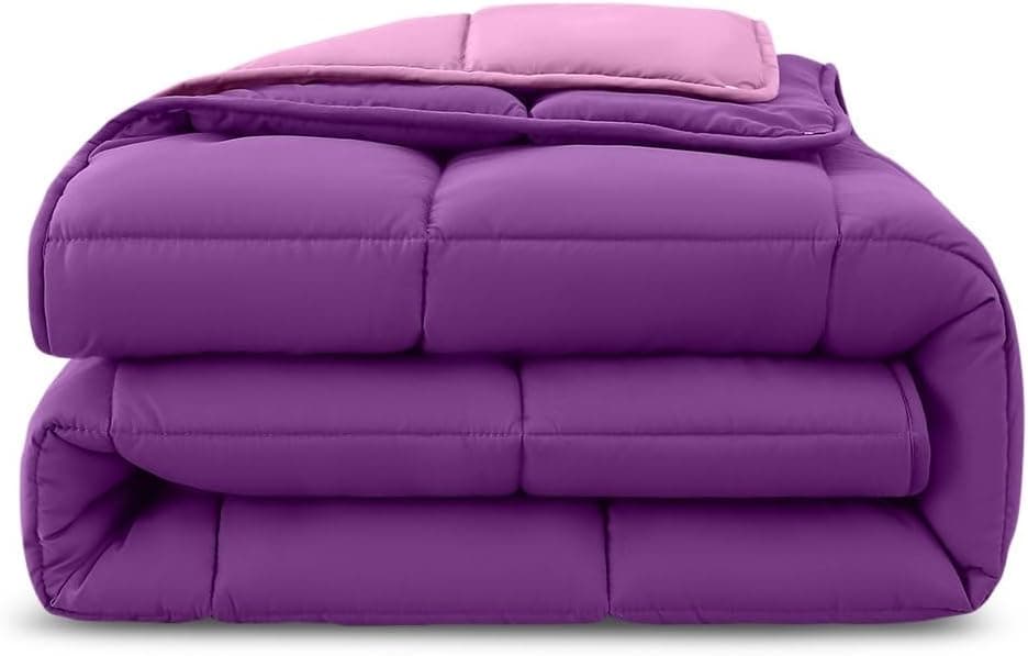 Wometo 4-Jahreszeiten Steppbett 135x200 cm - lila & pink - 2 Bettdecken, 3-in-1, warme Winterdecke + leichte Sommerdecke
