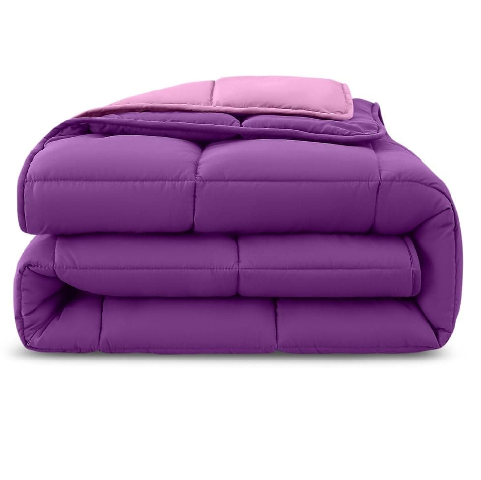 Wometo 4-Jahreszeiten Steppbett 135x200 cm - lila & pink - 2 Bettdecken, 3-in-1, warme Winterdecke + leichte Sommerdecke