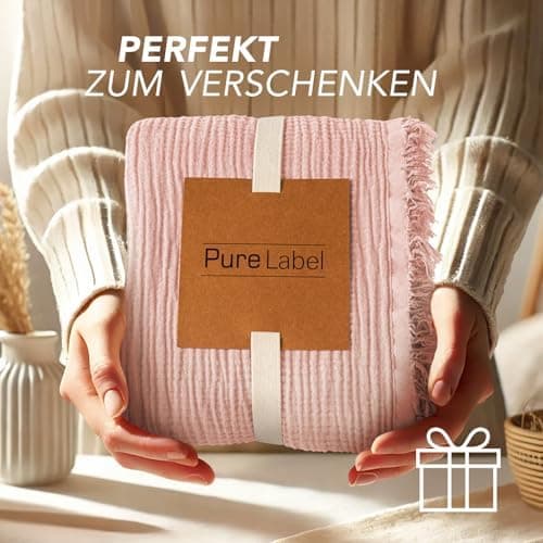 Oeko-Tex zertifizierte Musselin Tagesdecke 220x240cm Hellblau | Couch- & Sofadecke XXL | Baumwolle Qualität