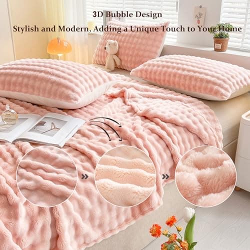 Kuscheldecke Milchsamt Blasen Decke Super Soft Warme Couchdecke 100 x 160cm White