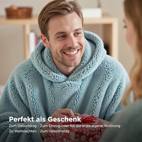 BEDSURE Hoodie Decke mit Ärmeln - Warme Kuschelpullover für Frauen - Tragbare Erwachsenendekke Grau OEKO-TEX 95x85 cm