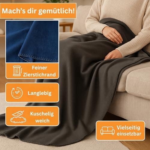 HLKauf Fleecedecke kuschelig, atmungsaktiv und knitterarm 150x200 cm - perfekt für die ganze Familie im Winter-HLKauf-Bl