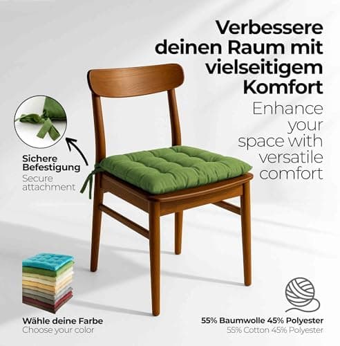 Etérea Türkiswaschbares Sitzkissen Stuhl 40x40 2er Set Inneneinbau - Outdoor & Indoor - OEKO-TEX Made in Green