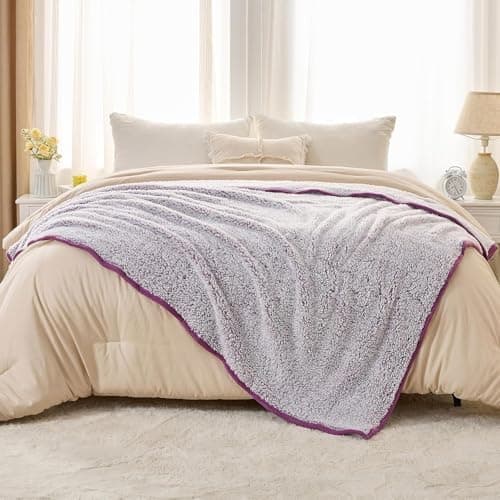 EMME Flauschige Sherpa Kuscheldecke Oeko-Tex 150x200 cm, perfekt für Winterspazieren und Relaxen - doppelseitig weich, l